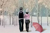 雪中的情侣